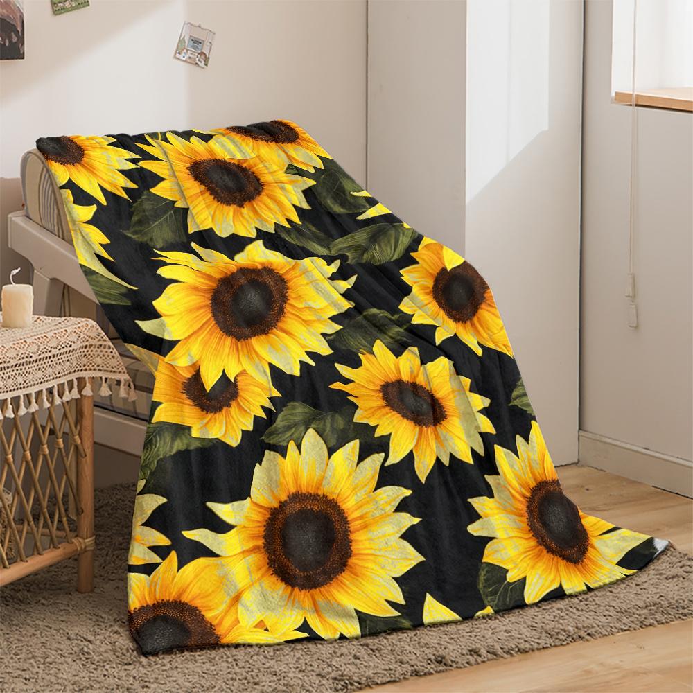 Sunshine Joy Flannel Throw Blanket Soft Sunflower Design All Season Cozy Comfort For Home Decor Gift