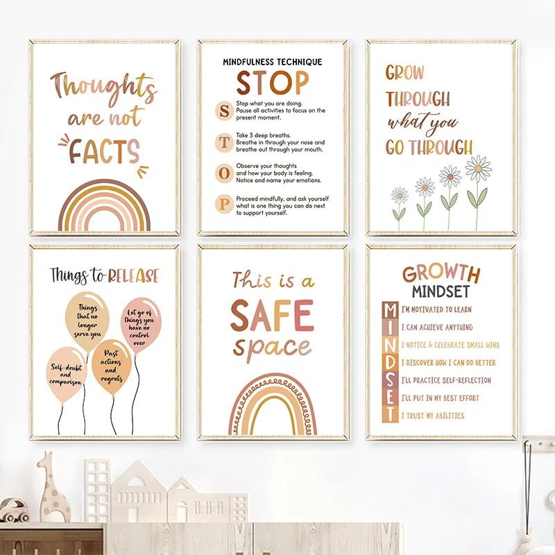 Bunte Psychische Gesundheit Leinwanddruck Poster Böhmisches Inspirierendes Poster Dekoration Klassenzimmer Büro Kinderzimmer Wandkunst Dekor