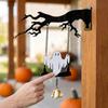 Wall Mounted Halloween Branches Hanging Sign Sounding Bat Doorstep Bells Bat Wind Chime  Bar