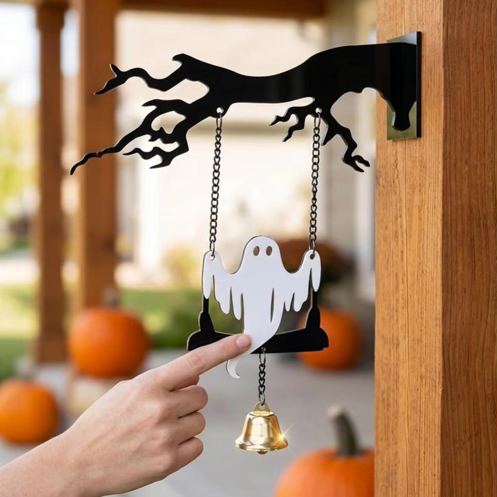 Wall Mounted Halloween Branches Hanging Sign Sounding Bat Doorstep Bells Bat Wind Chime Bar
