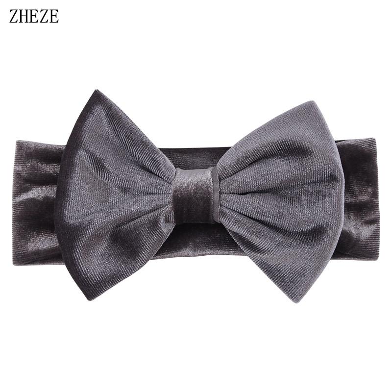 Baby Soft 5" Hair Bow Headband Kids Girls Velvet Headwrap Turband Toddler Photo Pro DIY Hair Accessories
