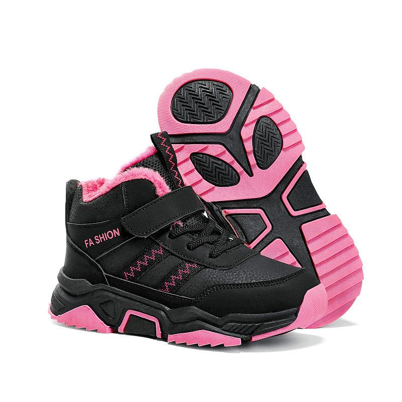 Girls' Winter 2024 Mid-Calf Snow Boots, Thick Cotton, Non-Slip, Wear-Resistant In Black or Blue