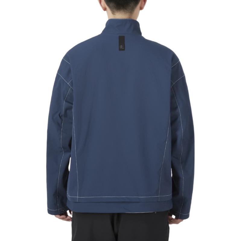 Adidas Loose Casual Spliced Windproof Stand Collar Jacket Men Outerwear Blue HM7471