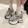 Fashion New 2024 Winter Warm Plush Chunky Leather Sneakers Women Lace-up High Platform Sports Dad Shoes 10CM Heels Fur Snow Shoes Woman