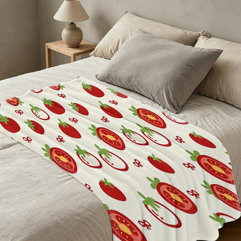 Soft Flannel Fleece Blanket – Tomato Collection: Cute Cozy Home Throw, Fun Decor for Halloween, Christmas & Casual Living