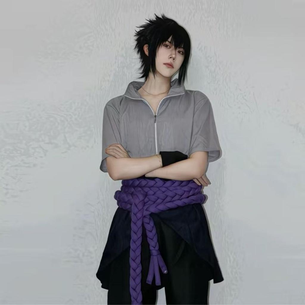 Anime Uchiha Sasuke Cosplay Kostým top kalhoty pásek Cos Konvent dárek pro dospělé Unisex verze