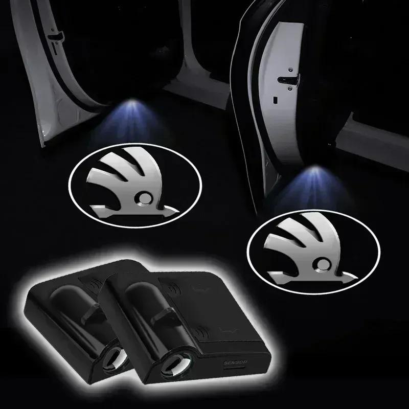 1/2 Stück Autolichter Zubehör LED Türprojektor Für Skoda Octavia MK2 MK3 2 3 A7 Fabia Karoq Kodiaq Superb Rapid Kamiq Scala Yeti