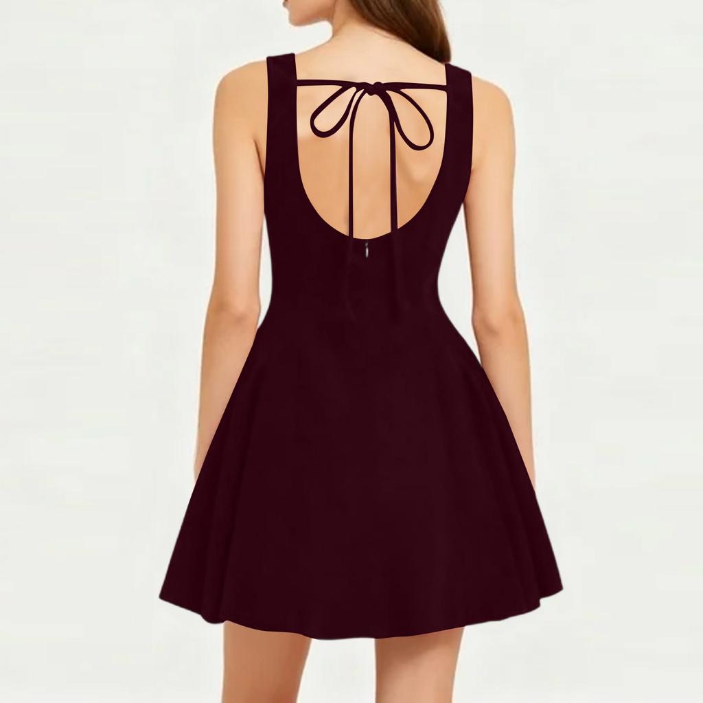 Women's Fashion Color Sleeveless Dress