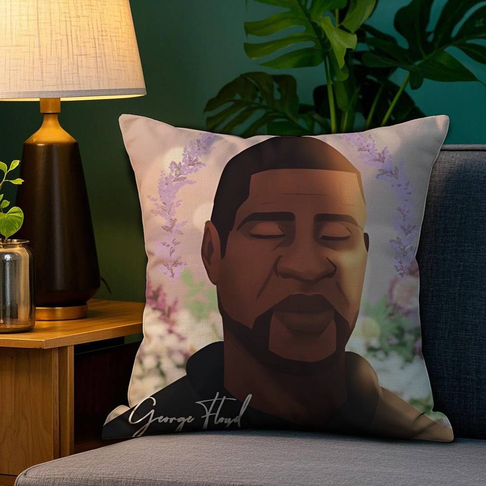 Famous G-George F-Floyd Pillow Case Anti-dustmite Pillowcase Invisible Zipper Silky Short Plush Sofa Cushion Cover