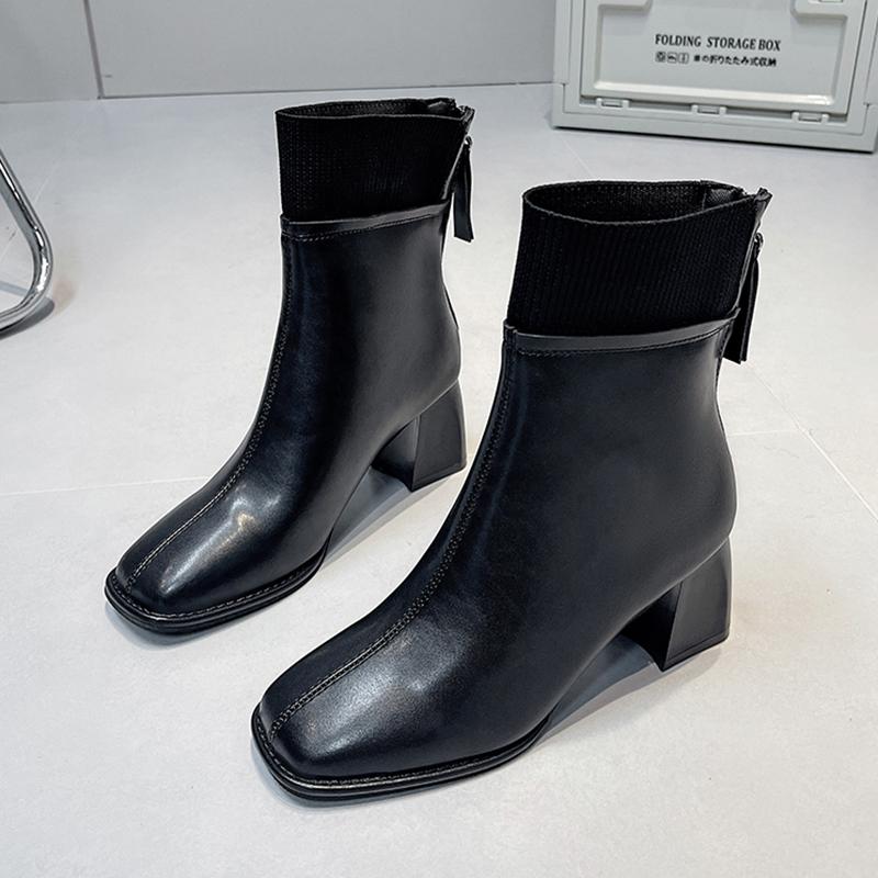

Women s Ankle Snow Boots Warm High Heels Shoes Winter Short Plush Shoes Woman Fashion Chelsea Boots Dress Pumps Mujer 35