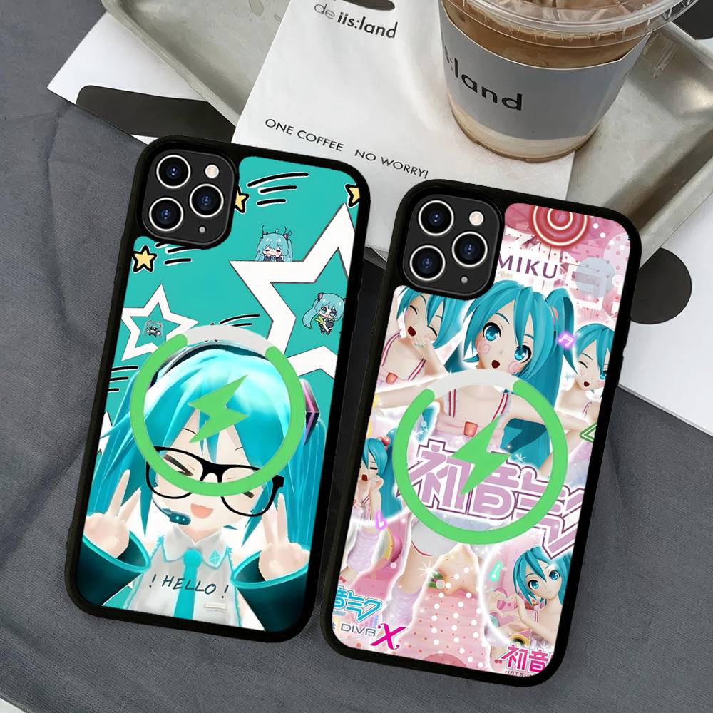 Kawaii H-Hatsune Miku Magnetic Wireless Phone Case For IPhone 17 16 15 14 Plus 13 12 11 Pro Max