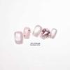 Handmade Short French Heart Rhinestone Pink Cat Eye Stick-On Nails