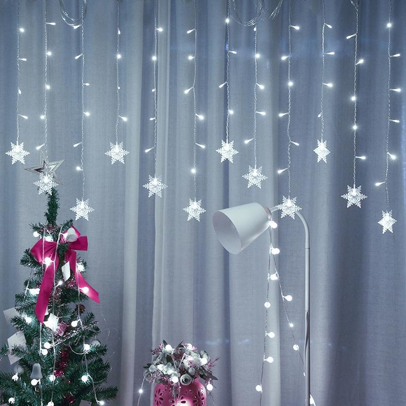 3,5M Kurtyna Świetlna Śnieżynki Led Lampki Świąteczna Girlanda Zimna