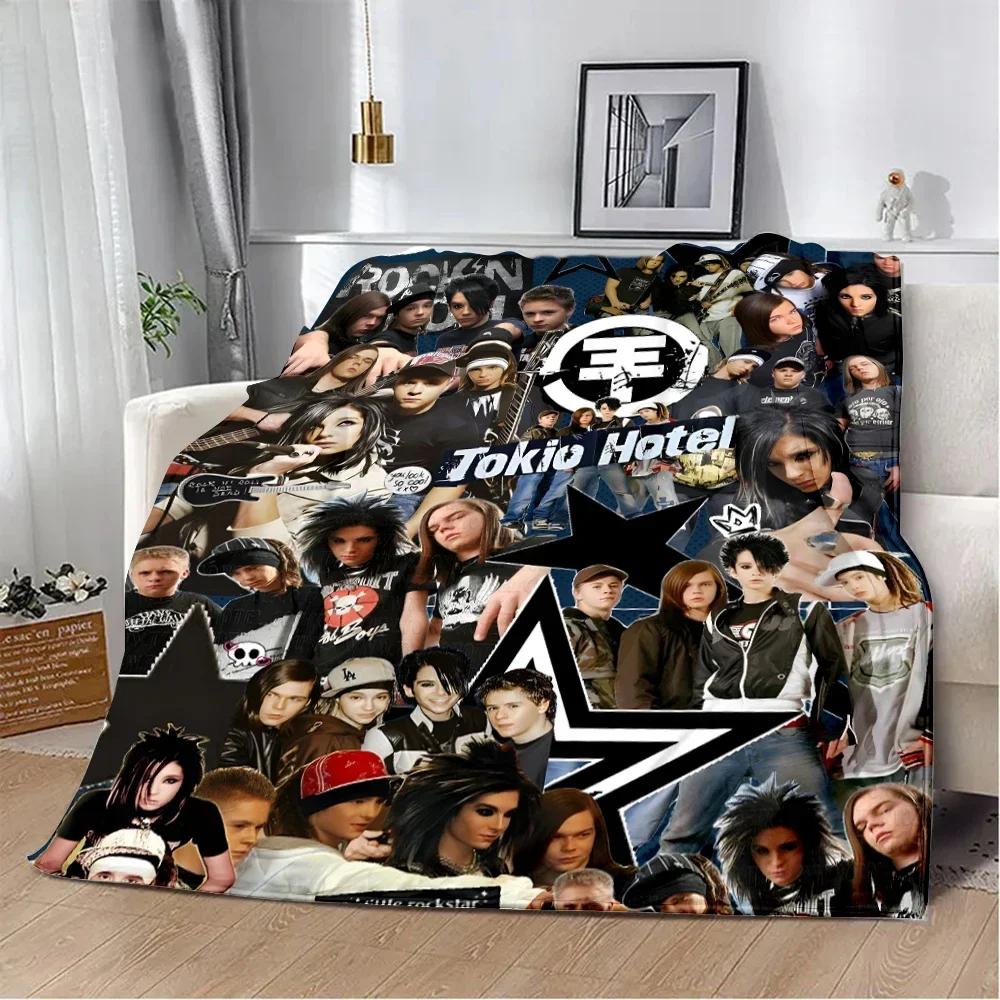 Tokio Hotel Rocková kapela Bill Kaulitz Tištěná deka Piknikové deky Teplá deka Měkká a pohodlná deka Domácí cestovní dárek
