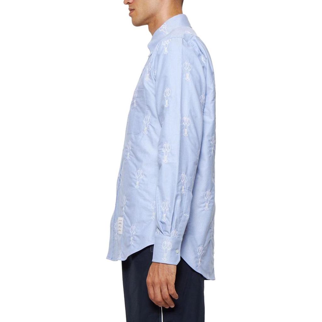 THOM BROWNE Shirts Men's Blue Pointed Collar Moderate Other MWL272E-E0023-480
