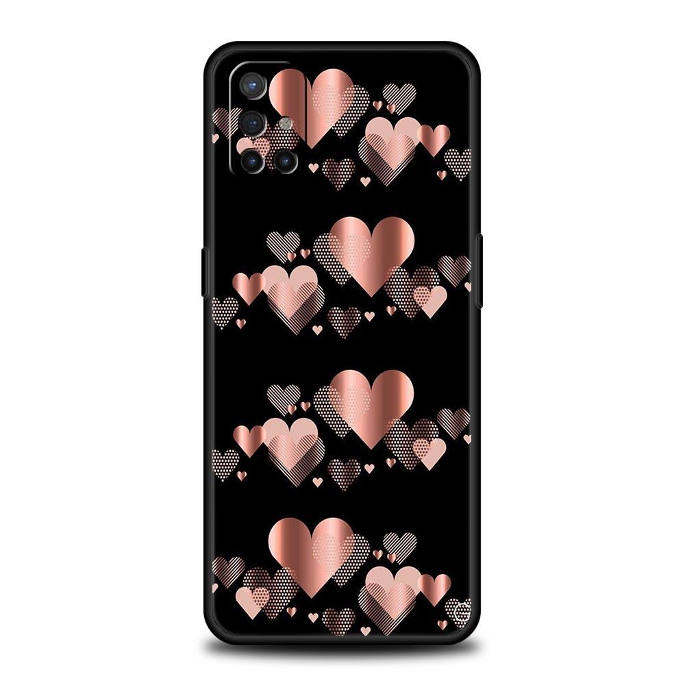 Gold Pink Rose Glitter Hearts Phone Case For OnePlus 15 13 12 11 10 Pro 13T 13R 12R 9 8T 8 7 7T 9R Nord 2T CE 2 3 4 5G Cover
