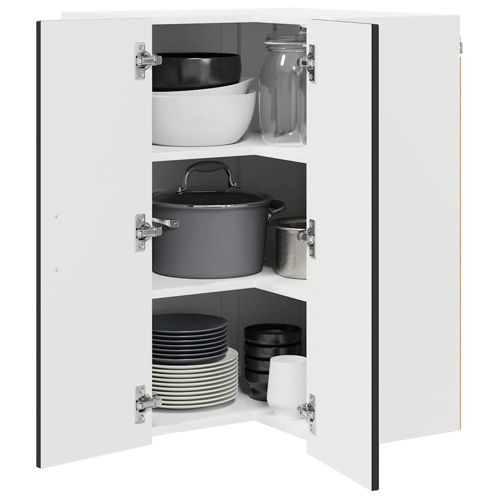 Wall Mounted Corner Cabinet LUCCA Black 57 x 57 x 80 cm Particleboard