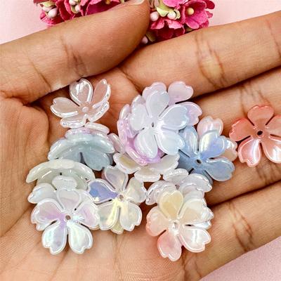 20Pcs About 18mm Beading Neclace Bracelet Dazzling Colors Flowers Acrylic Loose Beads Handcrafted for Jewelry Making DIY Findings Handmade