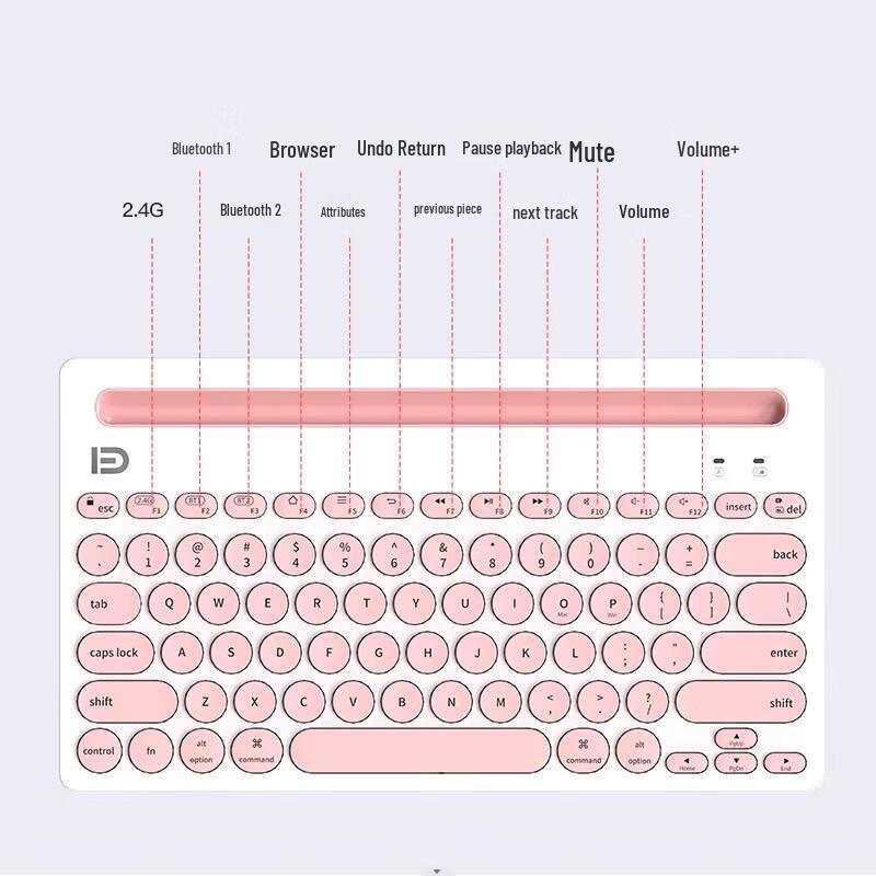 Fude EK3381t Dual-Mode Wireless Keyboard with Integrated Stand