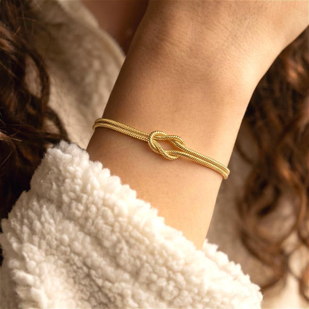 Infinity Love Knot Stainless Steel Bracelets Snake Chain Elegant Friendship Couples Bangles For Women Bridesmaid Jewelry Gifts