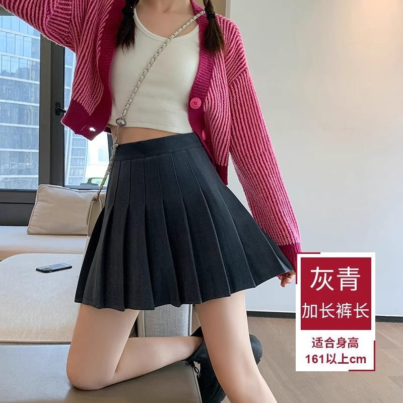 Women High Waist A-Line Pleated Mini Skirt Casual Slim Anti Chafe Liner Skirt For Spring Summer Autumn Daily Wear