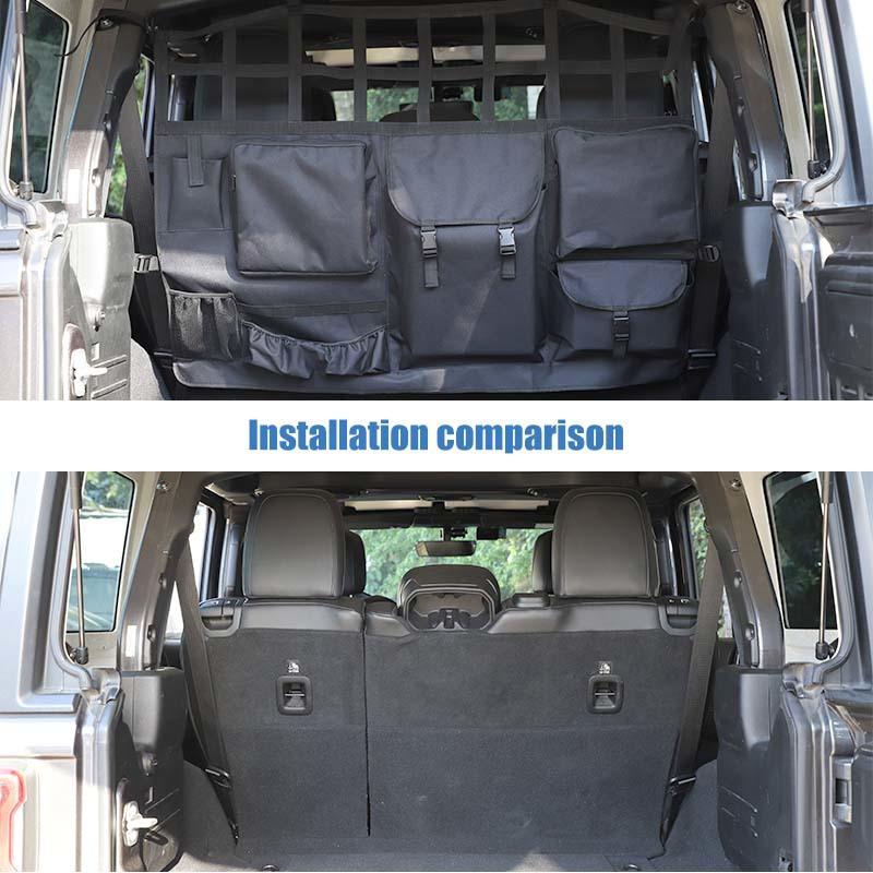Housse De Protection Coffre Arrière Jeep Wrangler JK JKU 2007-2017 – Rideau Bagages – 6 Anneaux D – Noir