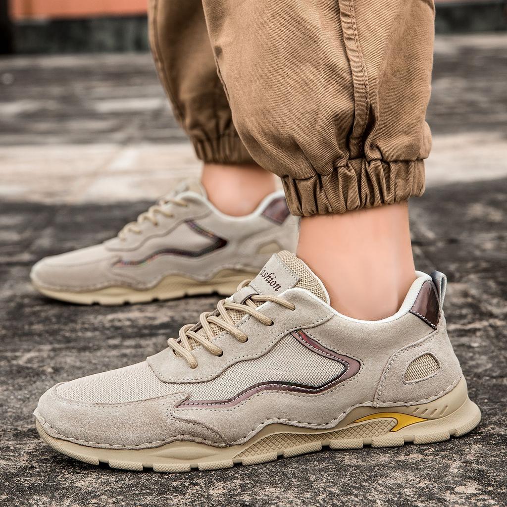 Popular leather personalized outdoor casual men's shoes hiking hiking shoes men's trendy shoes platform big head shoes