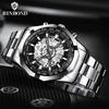BINBOND Men Watch Light Luxury Brand Business Hollow Luminous Waterproof Stainless Steel Metal Strap Male Fashion Quartz Watches