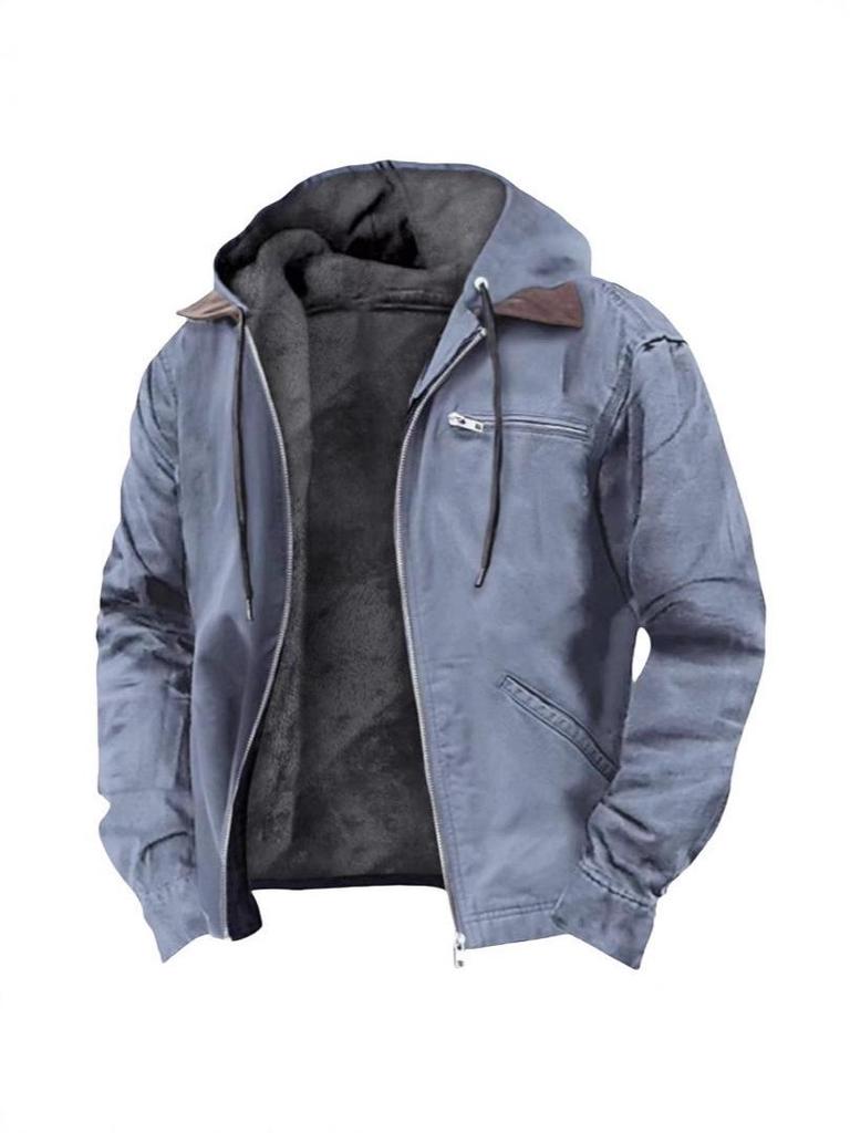 2025 European & American Men's Retro Hooded Zipper Jacket - Trendy, Casual & Versatile