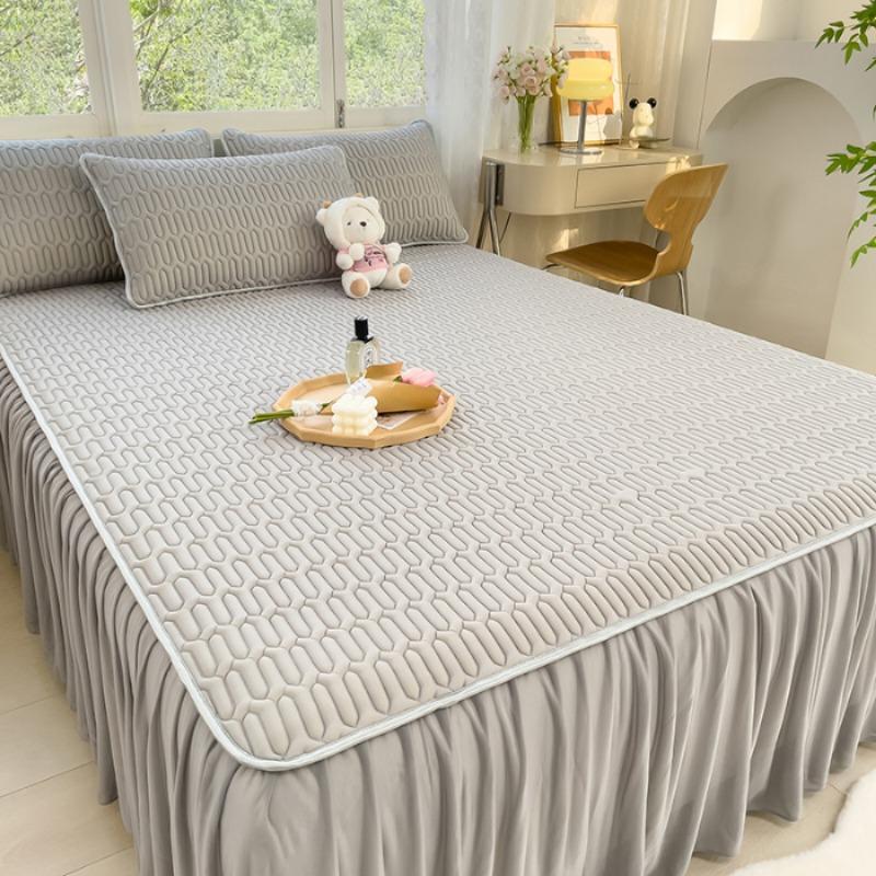 Princess Wind Ice Silk Latex Mat Bed Skirt Three-piece Summer Single Soft Mat Bed Sheet Air Conditioner Mat Machine Washable