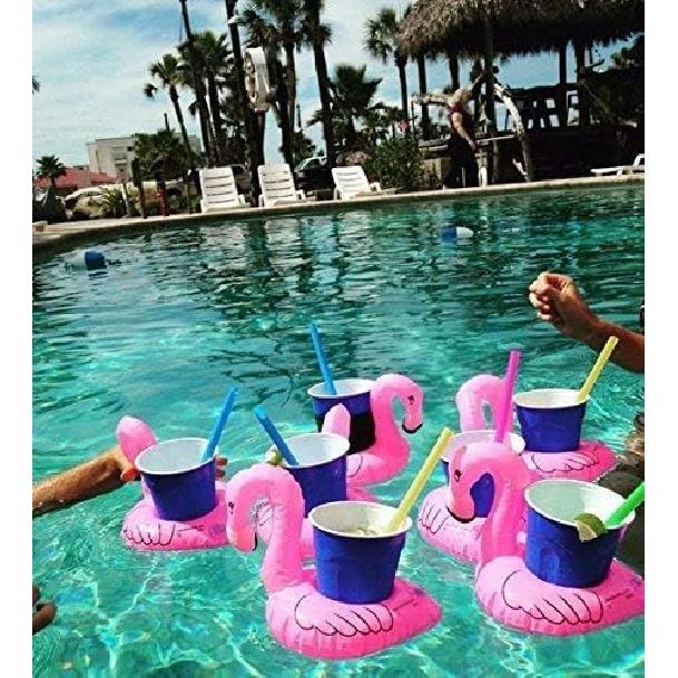 Inflatable Drink Holder, 20 Packs Flamingos Floats Inflatable Cup Floating Coasters for Summer Swimming Pool Party (20 Packs)