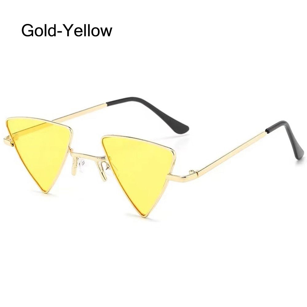 Small Hippie Sunglasses Women Men Triangular Metal Frame Tinted Colorful Lens Sun Glasses Punk Shades For Rave Party Halloween