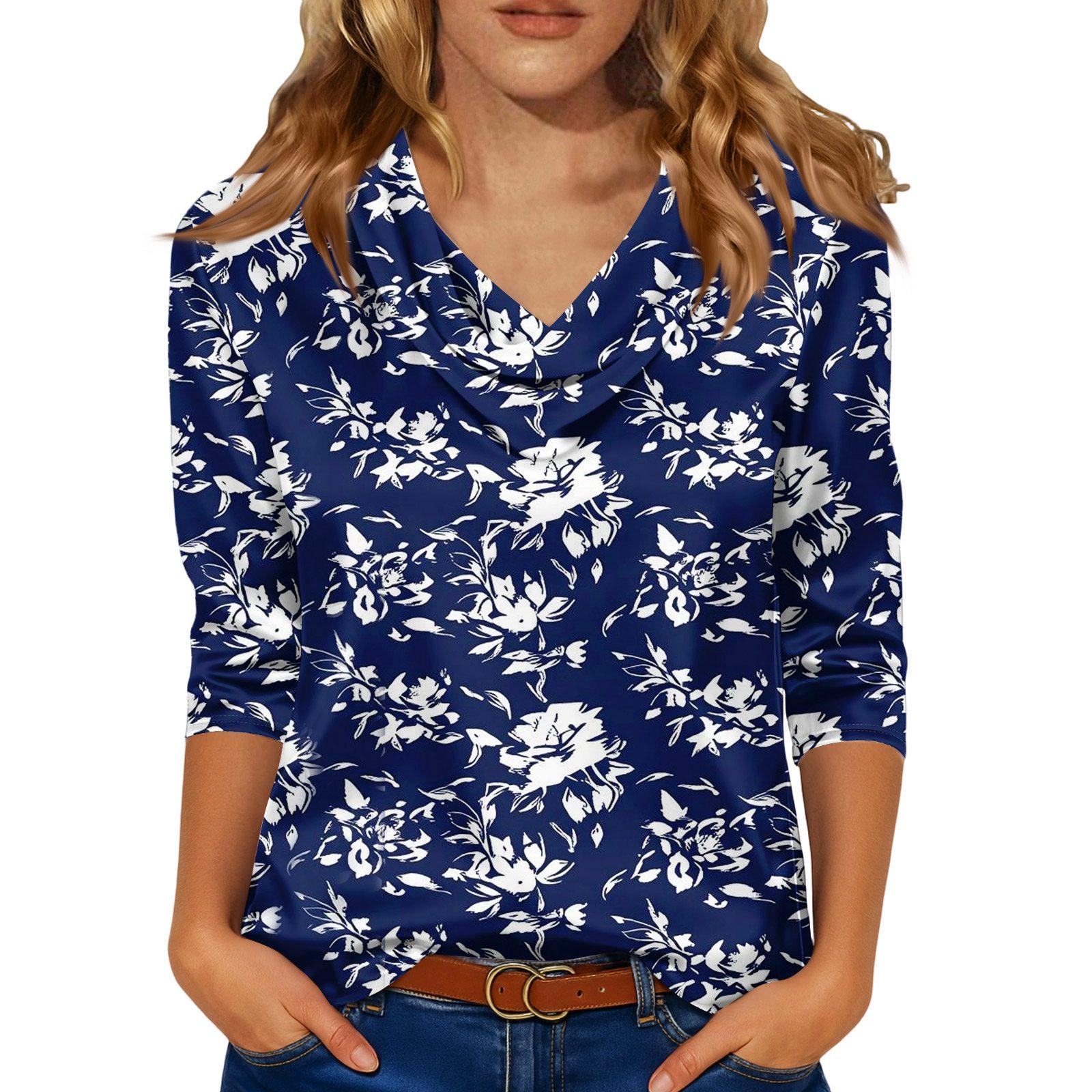 Блузка для женщин нарядная с рукавом 3/4, рубашки для делового кэжуал, топы XXL