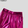 INCERUN Men Elastic Waist Adjustable Cutout Glitter Long Pants Cargo Trousers
