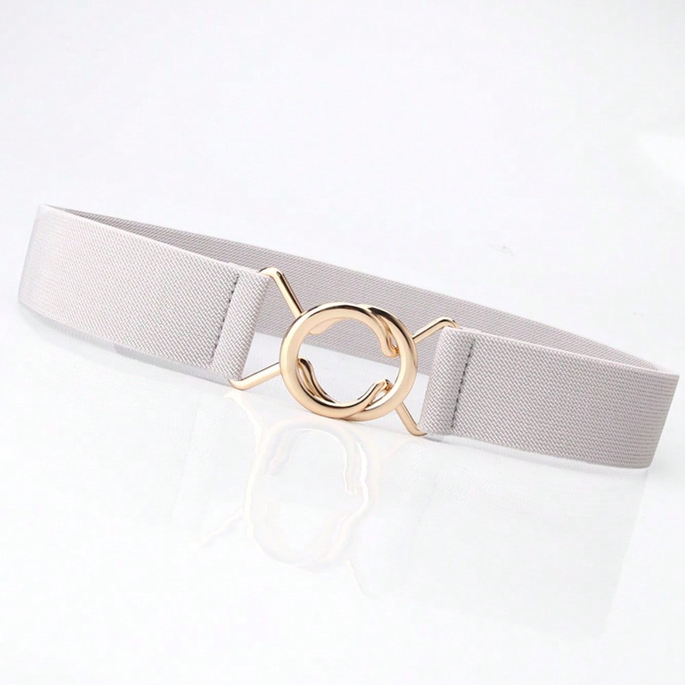 Rondelle de taille élastique simple pour robe de femme Anneau de ceinture ajusté Rondelle de taille à boucle gris