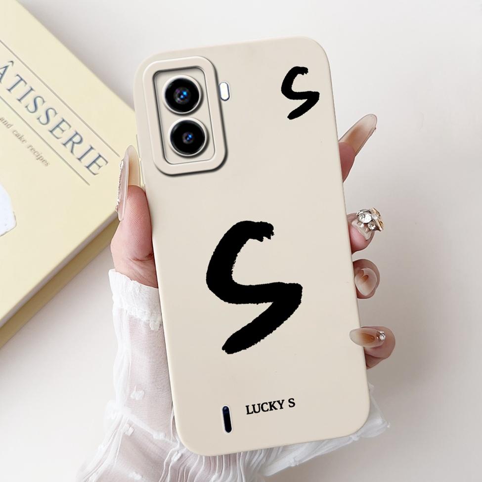 For Tecno Pop 6 No Fingerprints Cover For Techno Pop 6 Case BE7 Simple Fashion Letters Pattern Design Silicone Shockproof Bumper