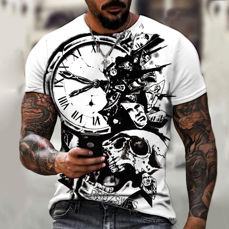 2022 Brand Men’s Shirt 3D Printing Retro Compass Street Cool Trend T-shirt O-neck Design Fashionistas Wear Oversize 5XL