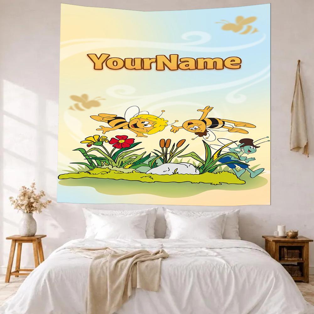 Biene Maja Custom Your Name Wall Decor Tapestry Art For Pet Memorial Birthdaywedding Party Backdrop Family Gift