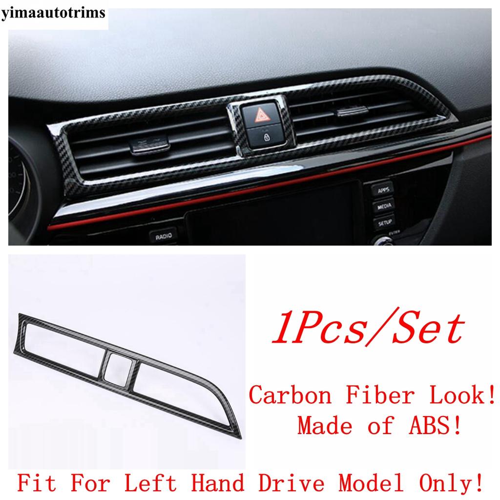 Gearbox Water Cup Holder Window Lift Button AC Vent Outlet Cover Trim Carbon Fiber Accessories For Kia Rio 4 X-line 2017 -