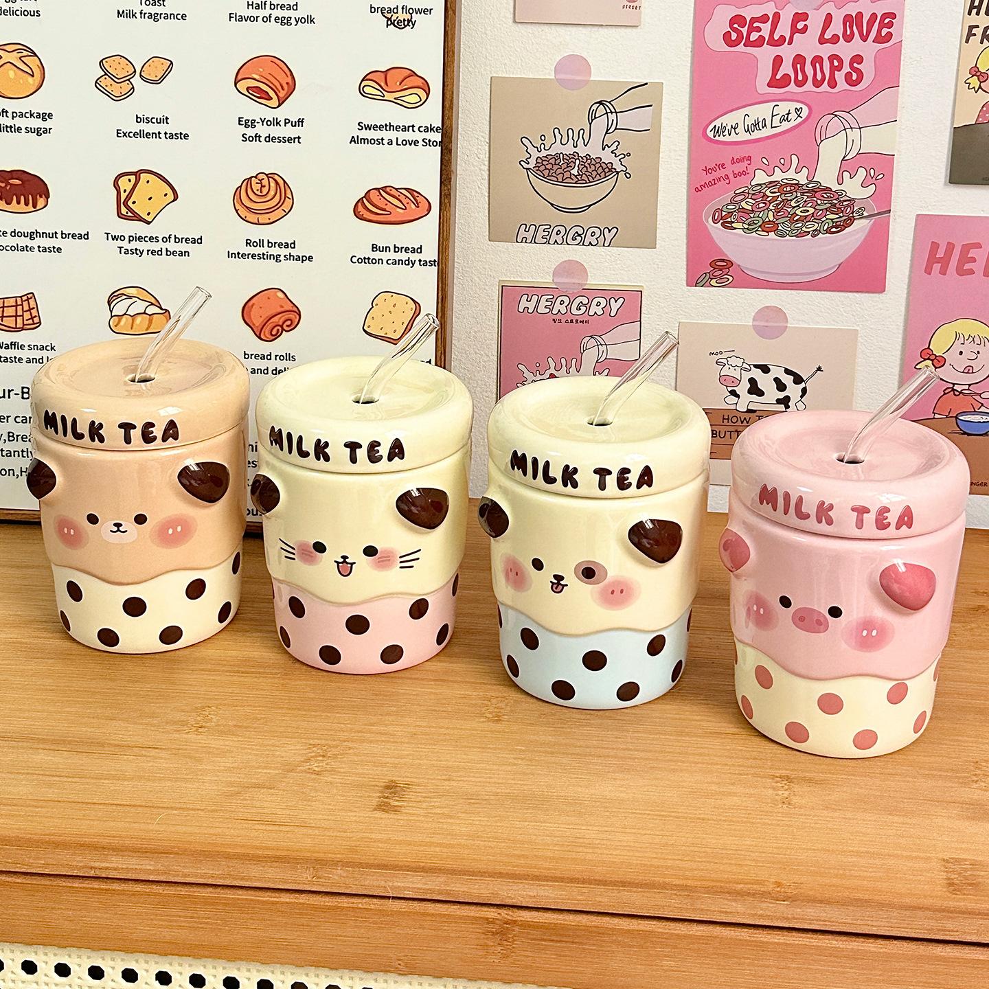 Yiran Toy 1 Girls Ceramic Straw Cup Souvenir Gift For Water Cup High Looking Mug Office Cup Home Couple Cup Men