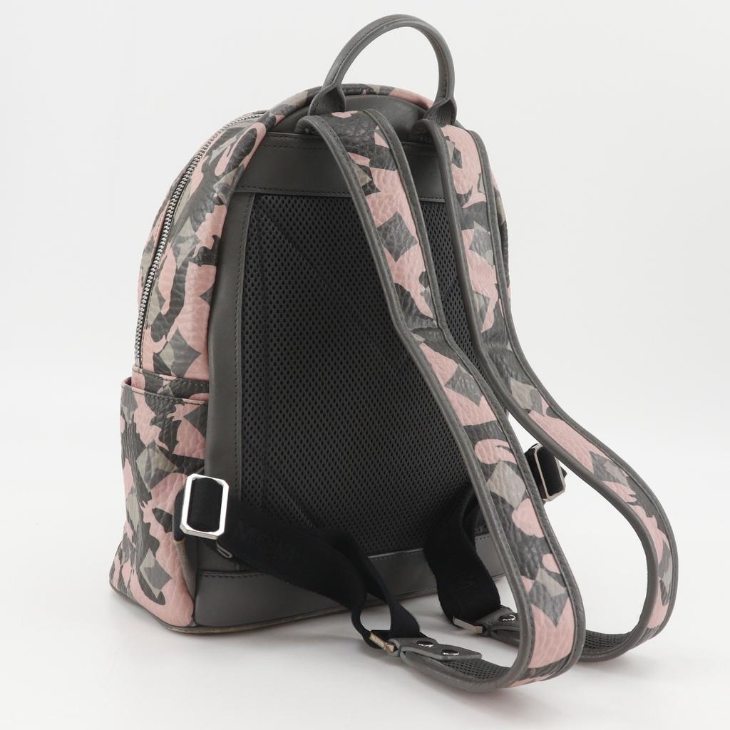 MCM Studs Backpack Daypack Camouflage Pattern pink Calfskin Women Used