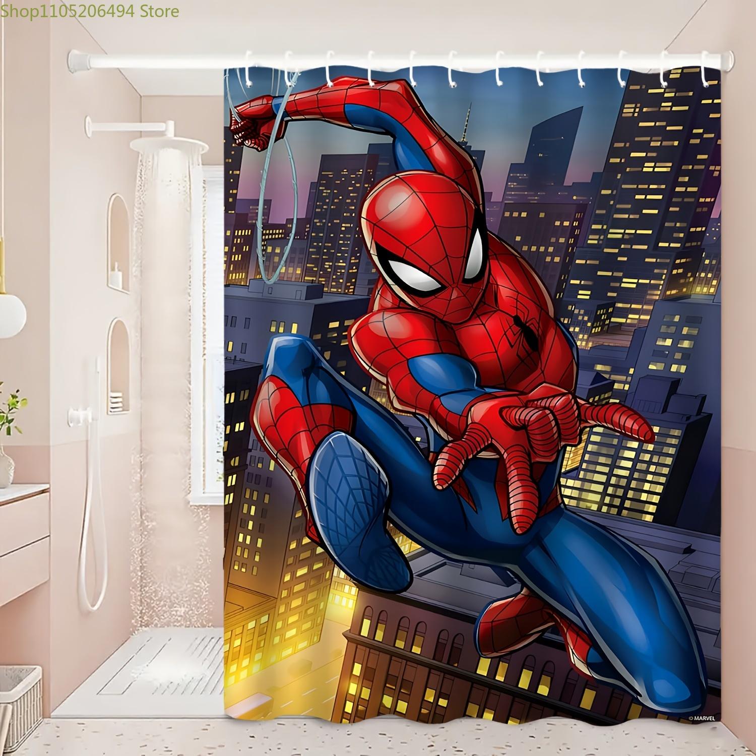 

A Printed Shower Curtain Featuring Spider- Soaring Through The City. Made of Durable Polyester Fabric, It S Perfect for Cozy H 150x180cm