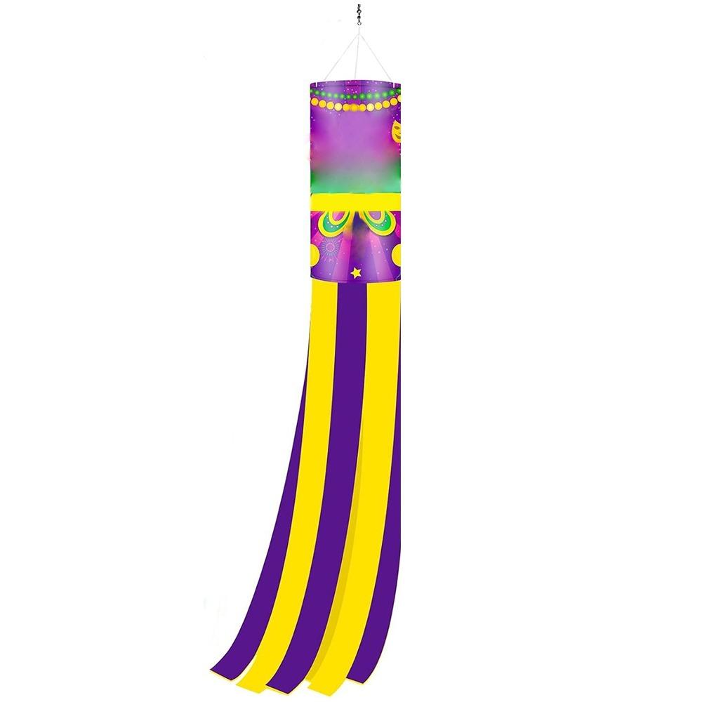 

41.3 Inch Purple Yellow Green Spinners Windsock Wrinkle Free Windsocks for Home Yard Party Style 04