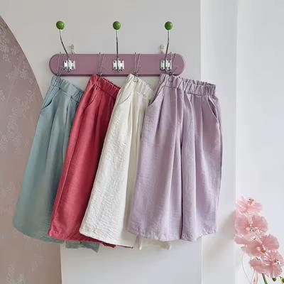 Mädchen Frühling/Sommer Koreanischer Stil Lässige Weite Hosen: Einfarbige Leichte Freizeithosen für Kleinkinder