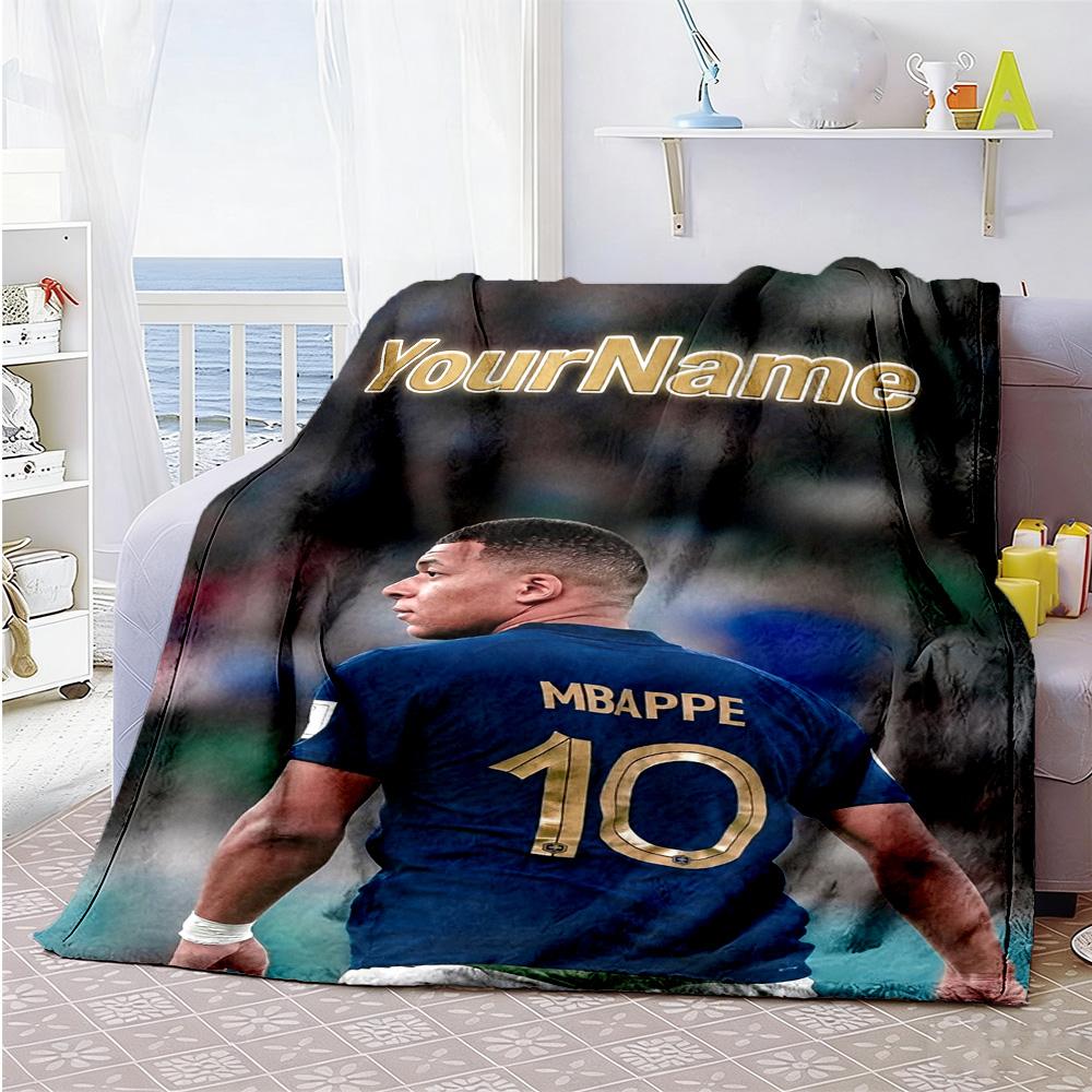 Mbappe 261 Personalisierte Namensdecke Überwurf Personalisierte Decke Langlebiger Komfort Vielseitig für Bettwäsche Strandnickerchen Bett Vier Jahreszeiten Mehrzweck