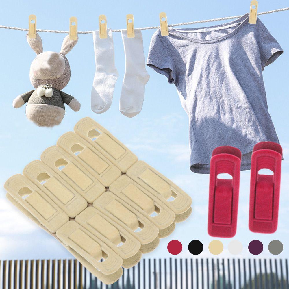 10pcs Storage Bathroom Hat Closet Non-slip Hanging Hooks Coat Holder Velvet Hangers Clips Dress Rack
