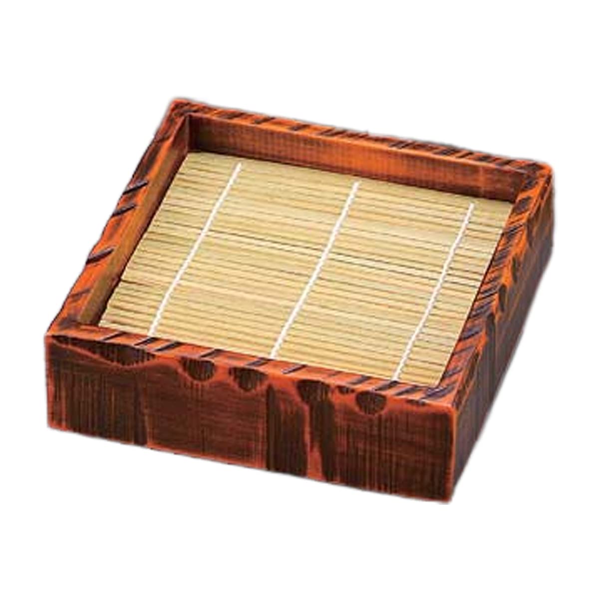 Soba Noodle Zaru Rough Carved Square Tochigi Lacquer 15 x 15 x Made in Japan J-kitchens Bowl, Soba, Seiro, Finish, Small, Wooden, 4.7 cm, коричневый