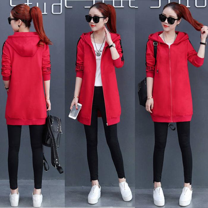 Herbst und Winter Neu Samtgefütterter Kapuzen-Langpullover Mantel Studentinnen Koreanische Version Lockerer Cardigan Bluse Damenbekleidung.