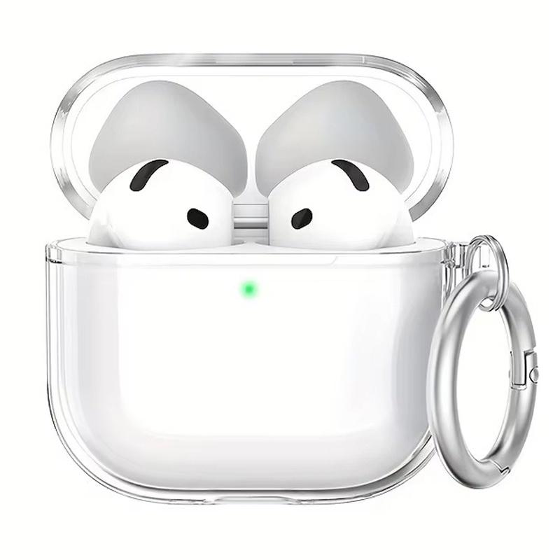 Transparent TPU Earphones Cover For Apple AirPods 4 Shockproof Protective Case With Keychain For Airpods 4 Headphone Accessories