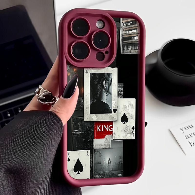 Мягкий силиконовый чехол с рисунком туза пик для iPhone 16 Pro Max 15 Plus 14 13 Pro 12 — фото 13